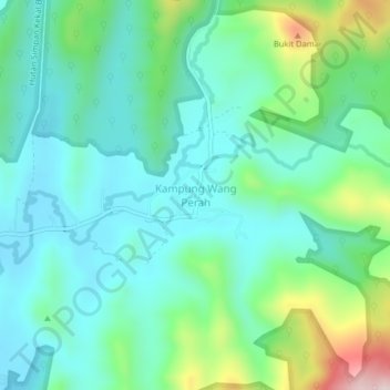 Kampung Wang Perah topographic map, elevation, terrain