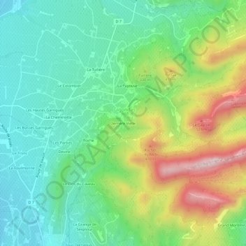 Derrière Vielle topographic map, elevation, terrain
