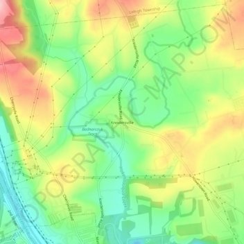 Kreidersville topographic map, elevation, terrain