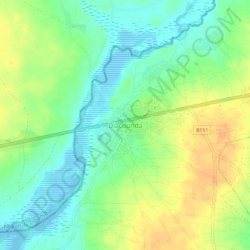 Diacounda topographic map, elevation, terrain