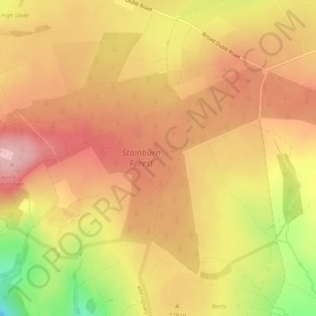 Lindley Moor topographic map, elevation, terrain