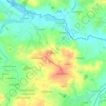 Martinet topographic map, elevation, terrain