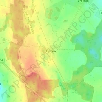 Pinnow topographic map, elevation, terrain