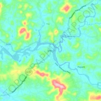 Iritty topographic map, elevation, terrain