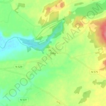 Ysby topographic map, elevation, terrain