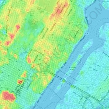 Lenox Hill topographic map, elevation, terrain
