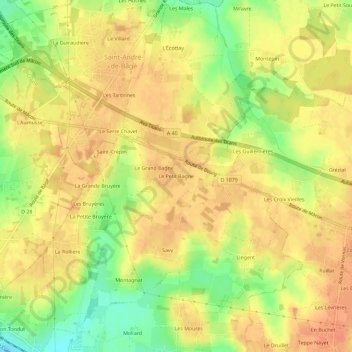 Le Petit Bagne topographic map, elevation, terrain