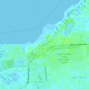 Ajah topographic map, elevation, terrain