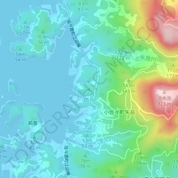60m topographic map, elevation, terrain