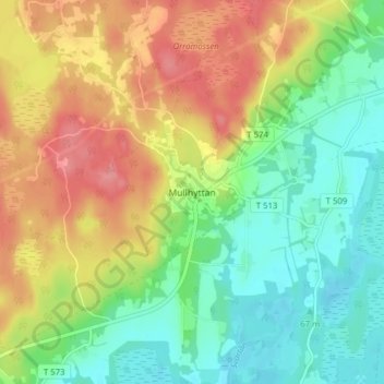 Mullhyttan topographic map, elevation, terrain