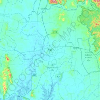 Trang topographic map, elevation, terrain