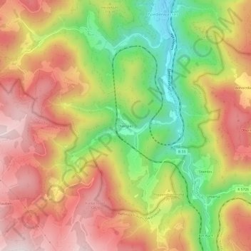Obergieß topographic map, elevation, terrain