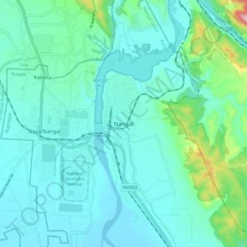 Nangal topographic map, elevation, terrain