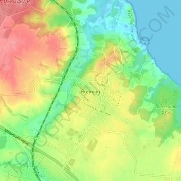 Brejning topographic map, elevation, terrain
