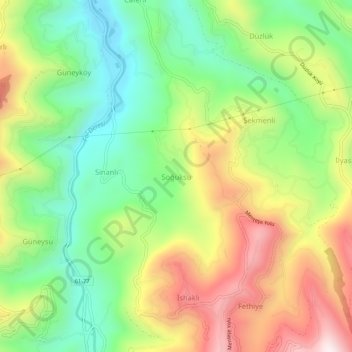 Soğuksu topographic map, elevation, terrain