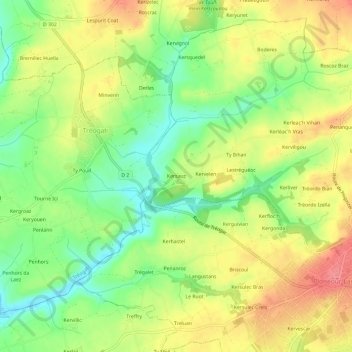 Kersauz topographic map, elevation, terrain