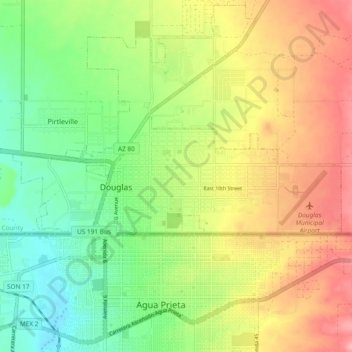 Douglas topographic map, elevation, terrain