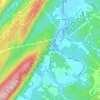 Hooks Mills topographic map, elevation, terrain