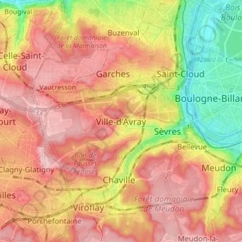 Ville-d'Avray topographic map, elevation, terrain