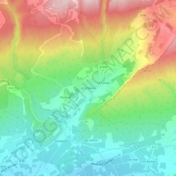Le Château topographic map, elevation, terrain