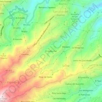 El Acebuchal topographic map, elevation, terrain