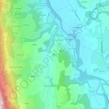 Liennet topographic map, elevation, terrain