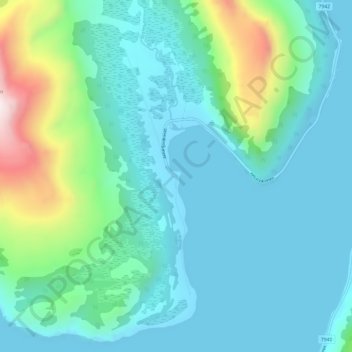 Akkarvik topographic map, elevation, terrain