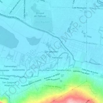 San Sebastián topographic map, elevation, terrain