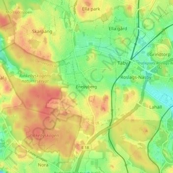 Enebyberg topographic map, elevation, terrain