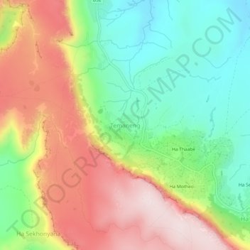 Temaneng topographic map, elevation, terrain