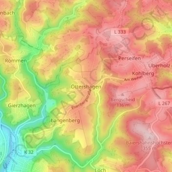 Öttershagen topographic map, elevation, terrain