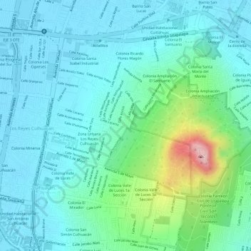Ecológico Parque Cerro de la Estrella topographic map, elevation, terrain