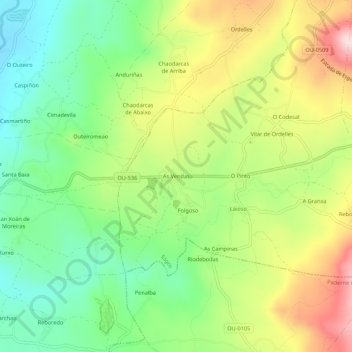 As Vendas topographic map, elevation, terrain