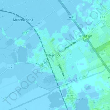 Neermoor topographic map, elevation, terrain