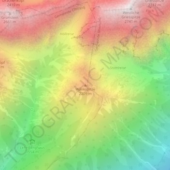 Wankspitze topographic map, elevation, terrain