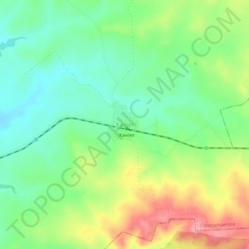 Xavier topographic map, elevation, terrain