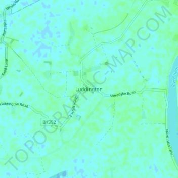 Luddington topographic map, elevation, terrain