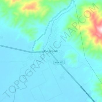 Río Grande topographic map, elevation, terrain
