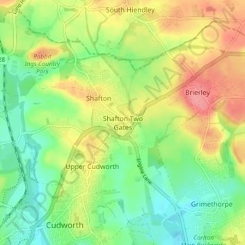 Shafton Two Gates topographic map, elevation, terrain