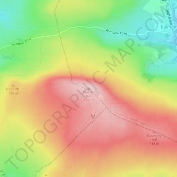 Winter Hill topographic map, elevation, terrain