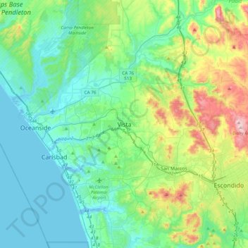 Vista topographic map, elevation, terrain