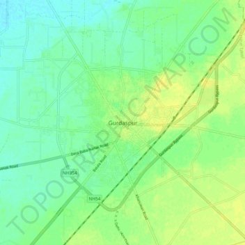 Gurdaspur topographic map, elevation, terrain