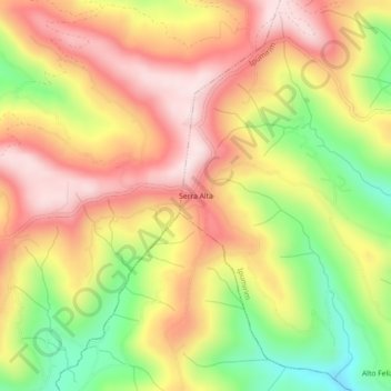 Serra Alta topographic map, elevation, terrain
