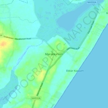 Marakkanam topographic map, elevation, terrain