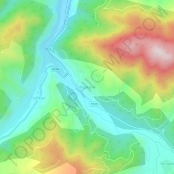 Akçakese topographic map, elevation, terrain