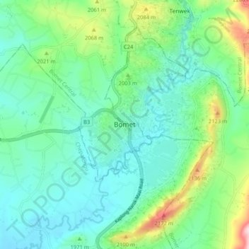 Bomet topographic map, elevation, terrain