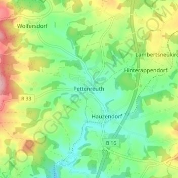 Pettenreuth topographic map, elevation, terrain