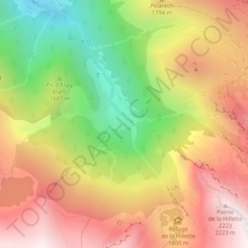 Cirque de Cagateille topographic map, elevation, terrain