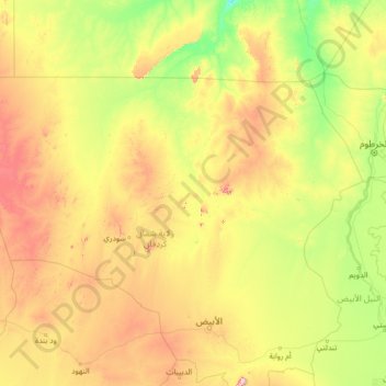North Kurdufan State topographic map, elevation, terrain