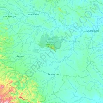 Air Hitam topographic map, elevation, terrain